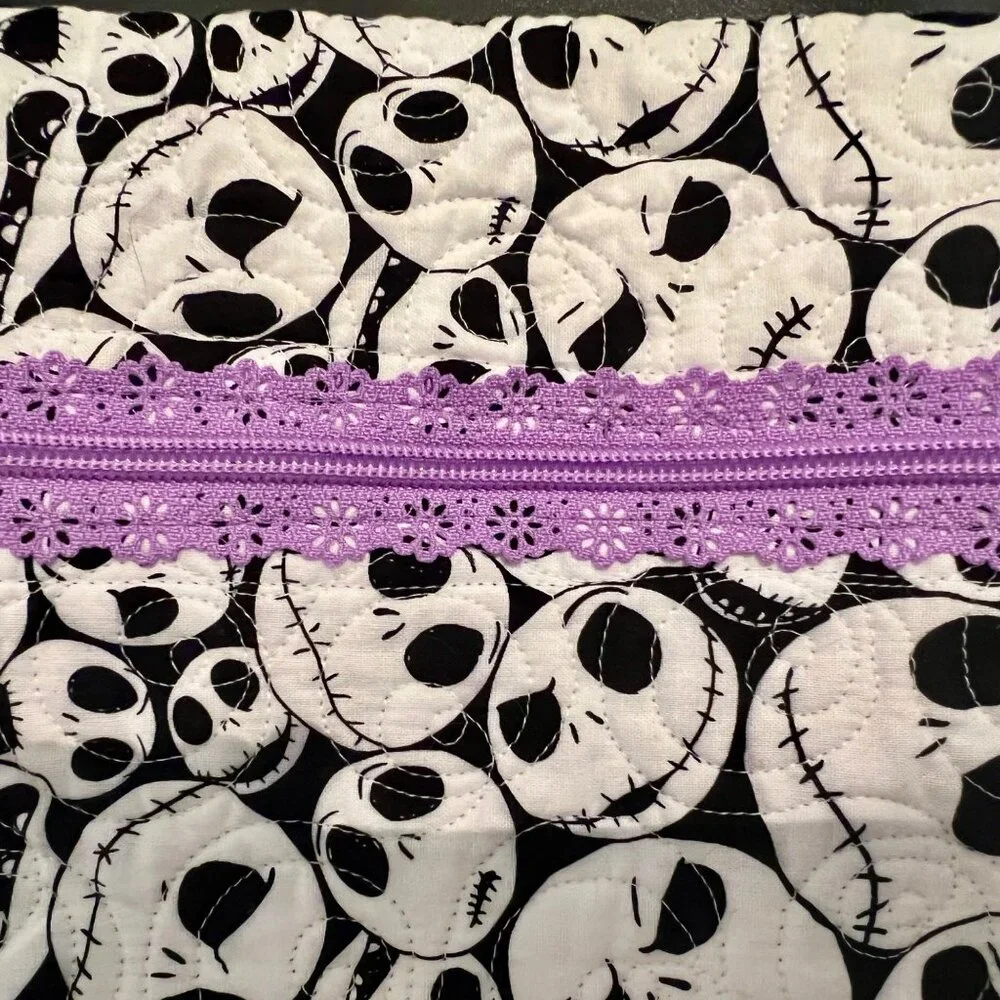 Jack Skellington Nightmare Before Christmas Quilted Makeup Bag Pouch Case Tote
